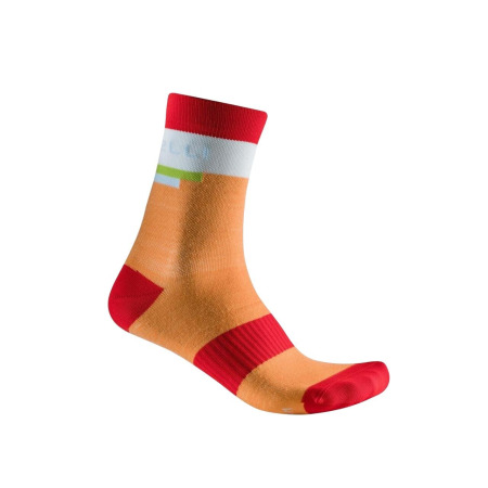 Castelli - Sosete Ciclism - Velocissima 2 Thermal - Portocaliu |rosu |alb - S/M - 35-38