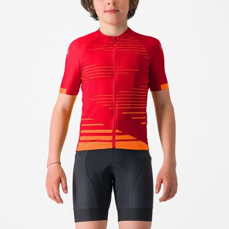 Castelli - Tricou Ciclism Maneca Scurta Copii - Aero Kid Jersey - Verde Lime | Albastru