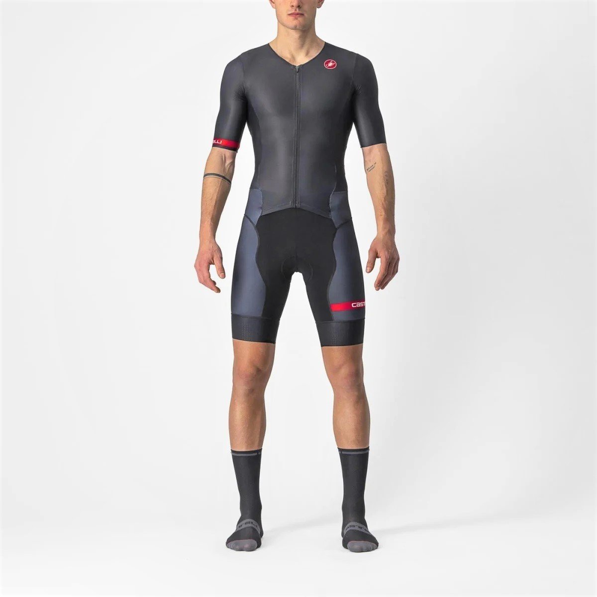 Castelli - costum trisuit triatlon pentru barbati, maneca scurta Free Sanremo SS Suit - negru