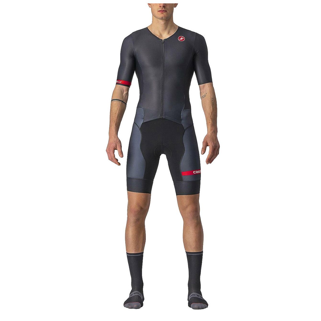 Castelli - costum trisuit triatlon pentru barbati, maneca scurta Free Sanremo SS Suit - negru