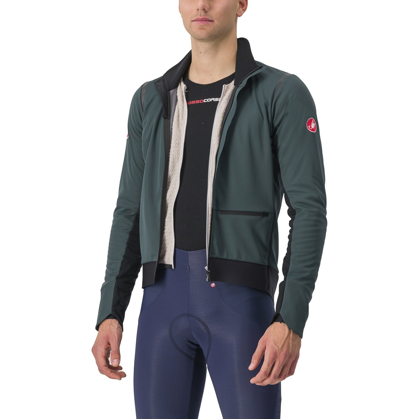 Castelli - Jacheta ciclism vreme rece sau iarna, Alpha Doppio RoS Jacket - verde inchis rover negru