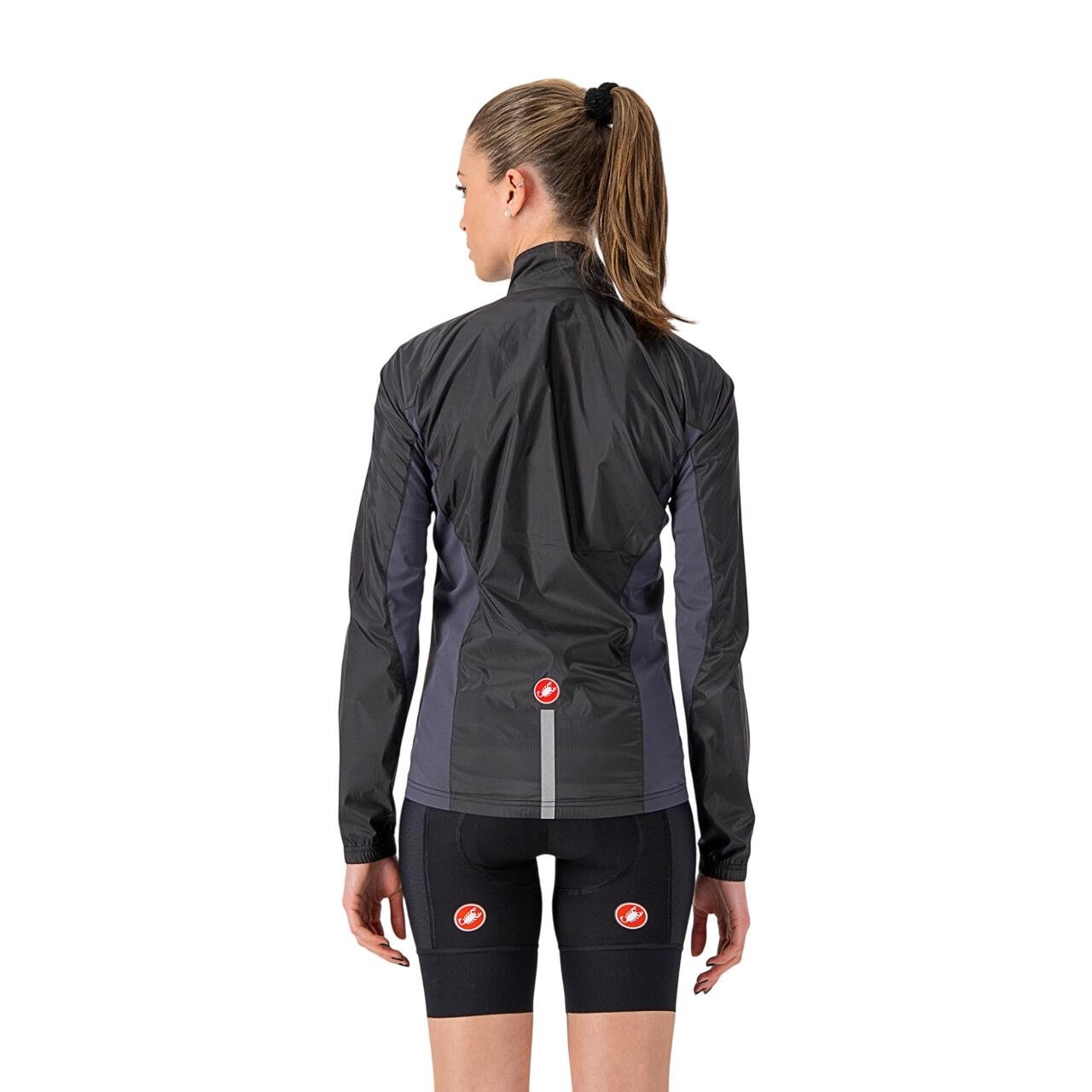 Castelli Squadra Stretch W - jacheta ciclism anti vant pentru femei - gri inchis-negru
