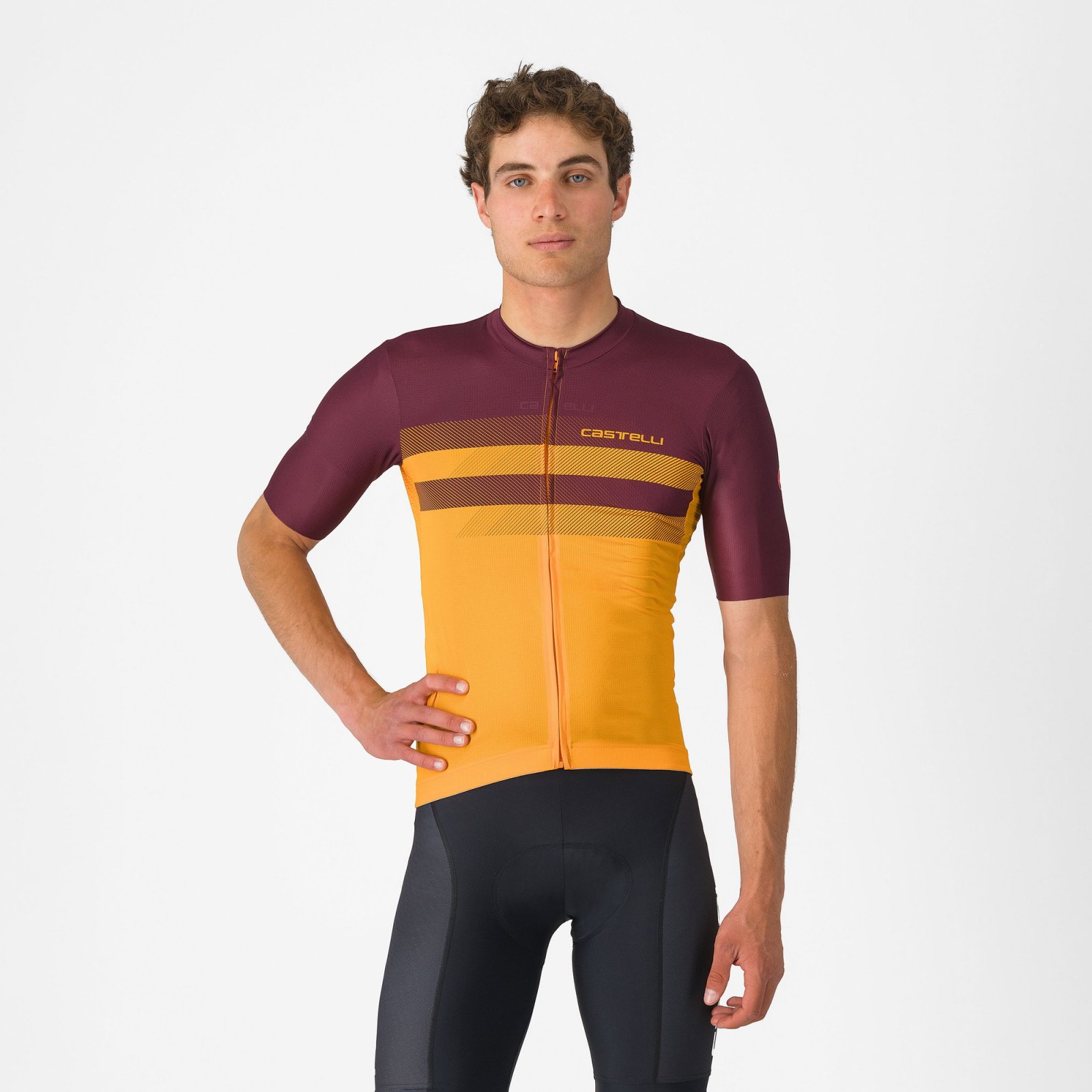 Castelli - tricou ciclism maneca scurta regular fit - Simbolo Jersey - portocaliu | bordo