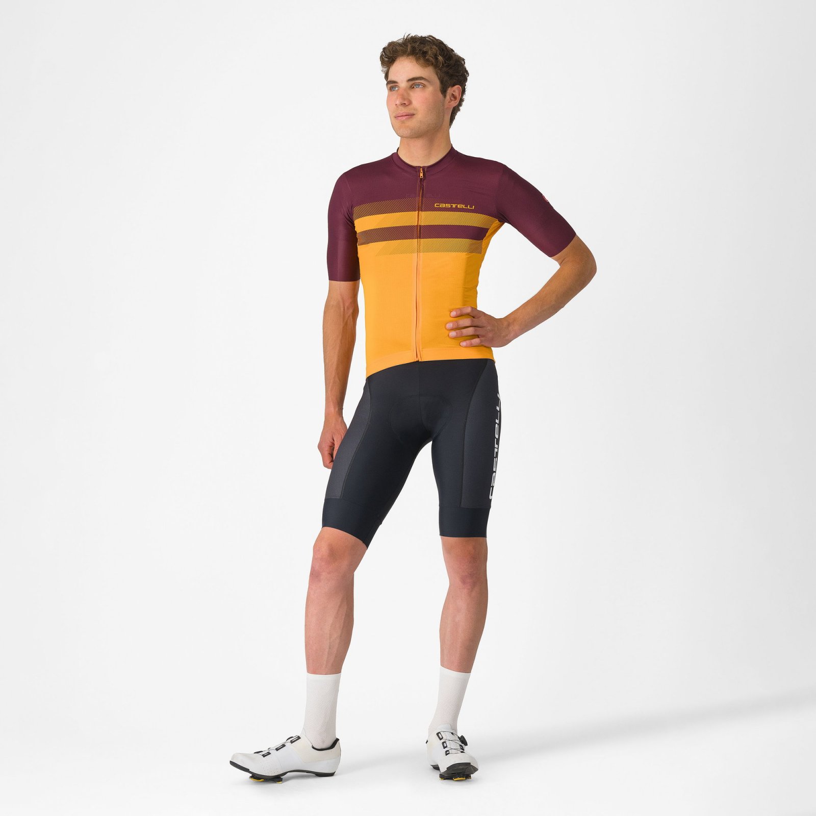 Castelli - tricou ciclism maneca scurta regular fit - Simbolo Jersey - portocaliu | bordo