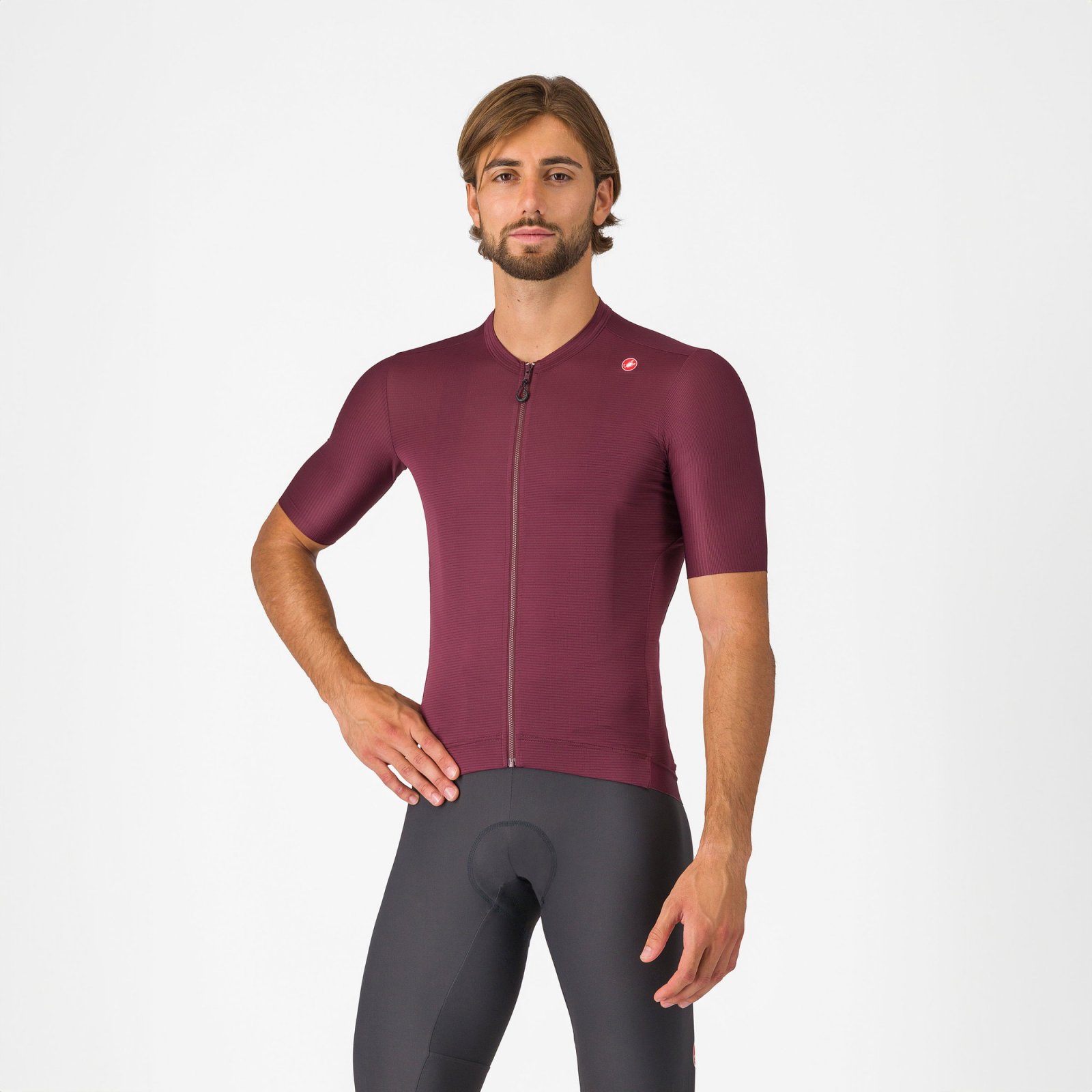 Castelli - tricou ciclism maneca scurta tailored fit - Espresso Jersey - 18-35 gr C - bordo | argintiu