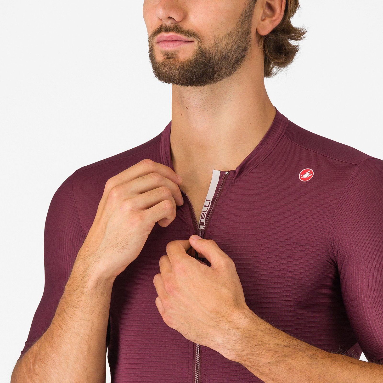 Castelli - tricou ciclism maneca scurta tailored fit - Espresso Jersey - 18-35 gr C - bordo | argintiu