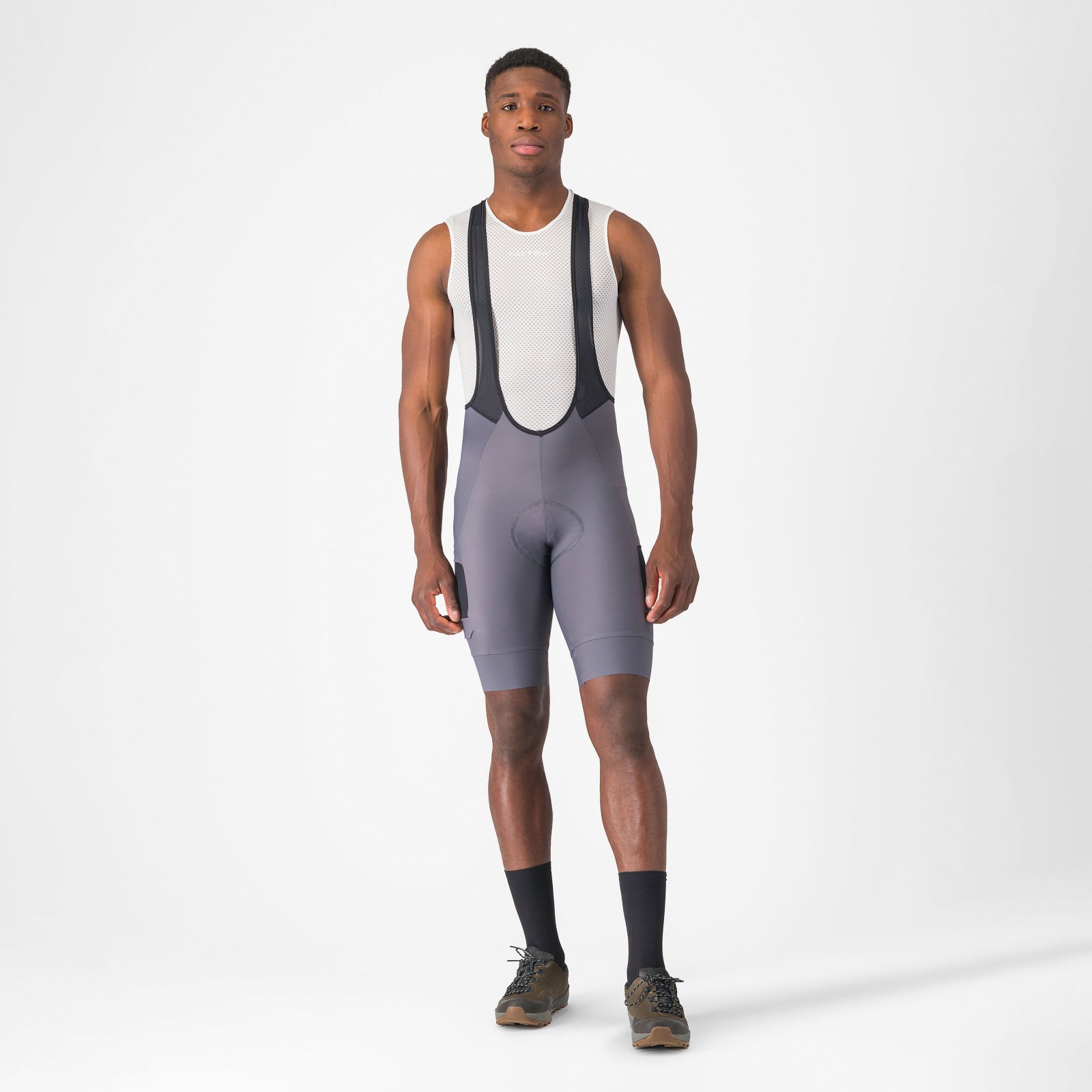 Castelli - pantaloni ciclism scurti cu bretele - Unlimited Cargo Bibshort - 15-35 gr C - negru