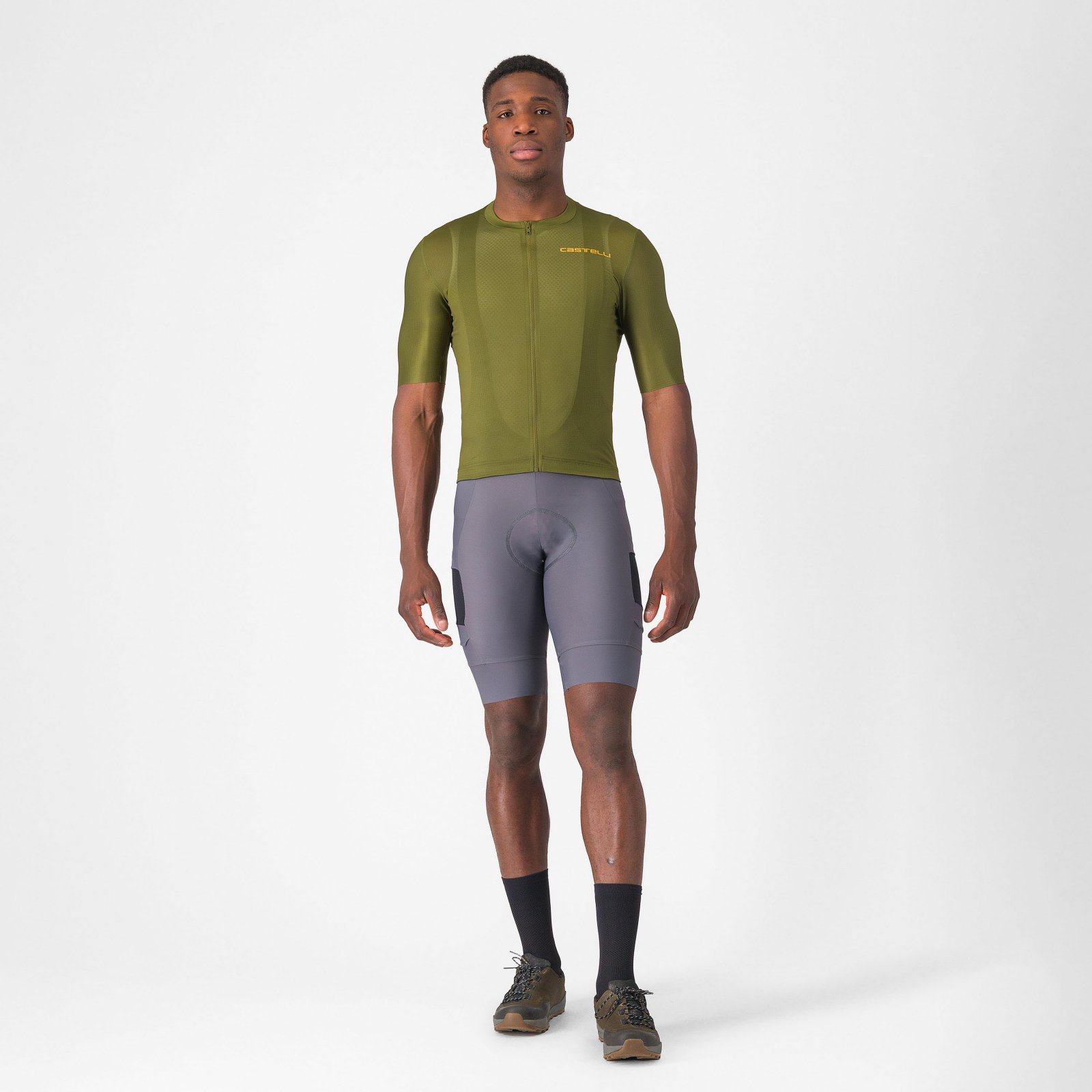 Castelli - pantaloni ciclism scurti cu bretele - Unlimited Cargo Bibshort - 15-35 gr C - negru