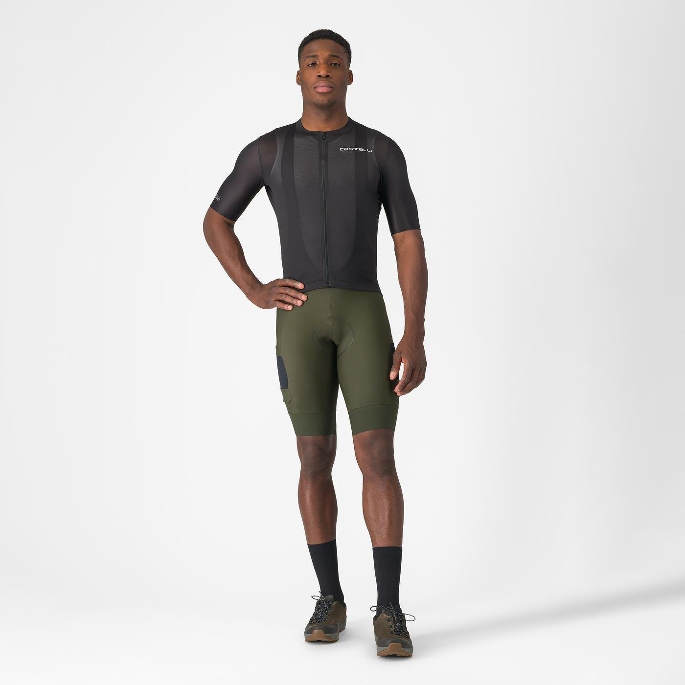 Castelli - pantaloni ciclism scurti cu bretele - Unlimited Cargo Bibshort - 15-35 gr C - negru
