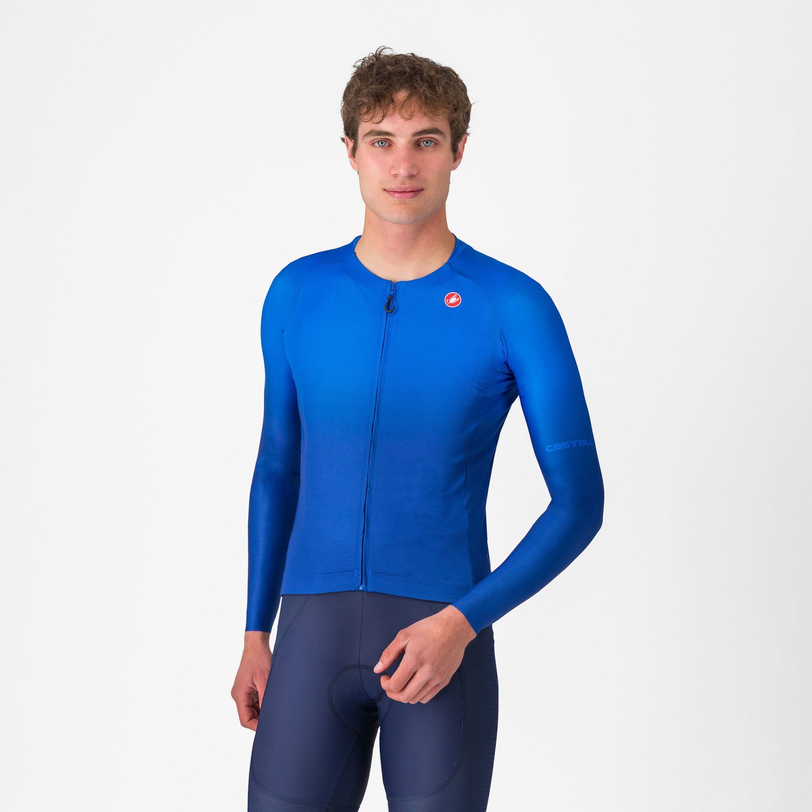 Castelli - tricou ciclism maneca lunga tailored fit cu protectie solara - Upf Long Sleeve Jersey - albastru azzurro