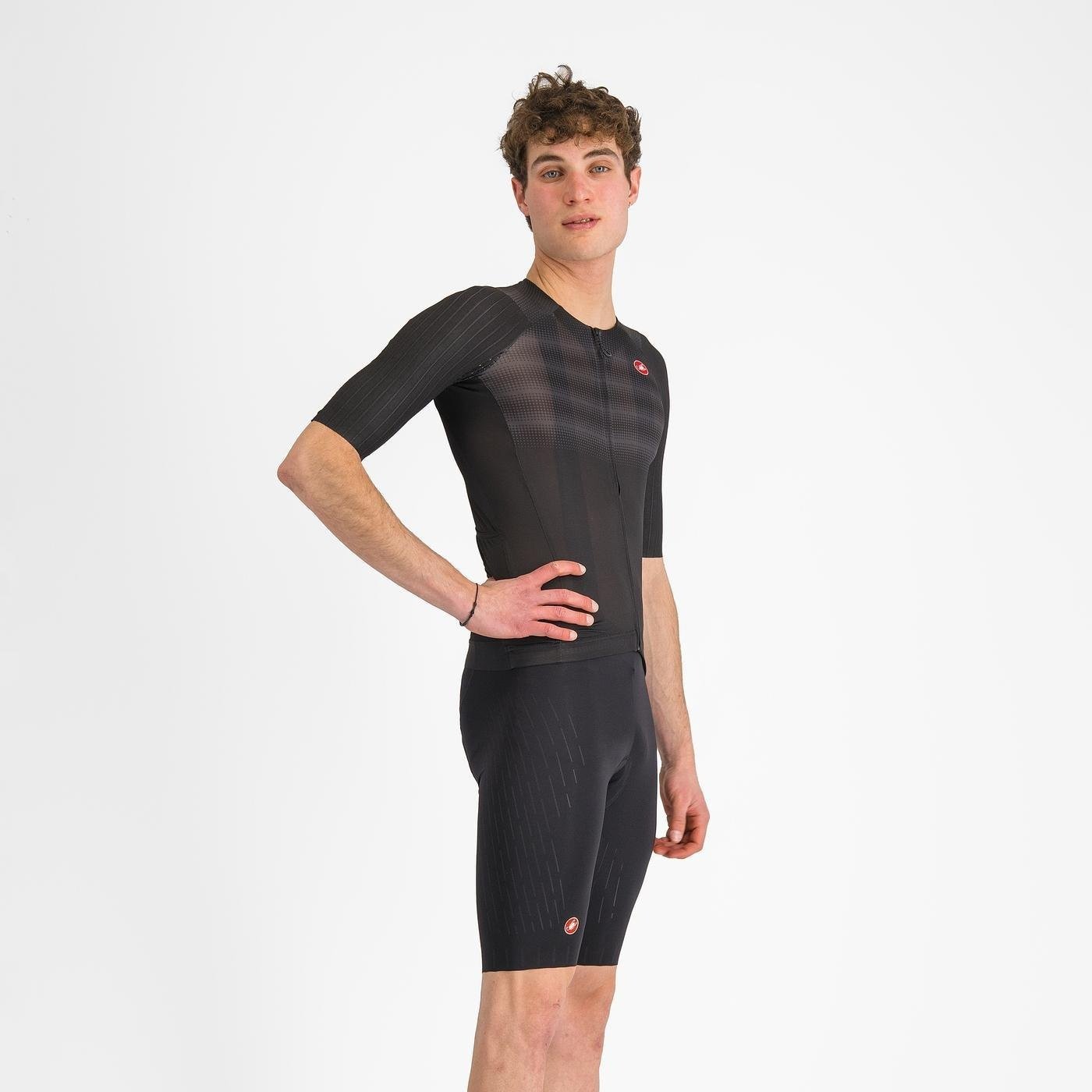 Castelli - pantaloni ciclism scurti cu bretele - Free Aero Race S Bibshort - alb