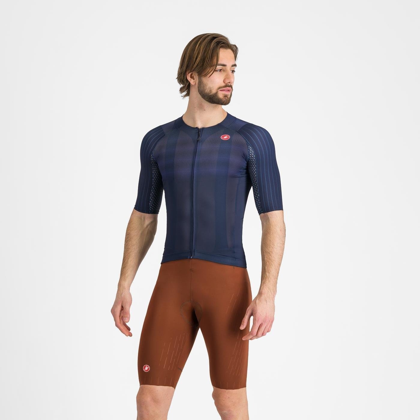 Castelli - pantaloni ciclism scurti cu bretele - Free Aero Race S Bibshort - alb