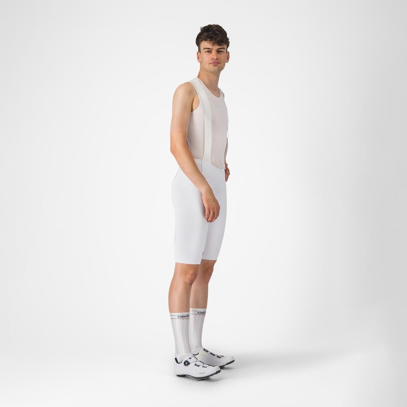 Castelli - pantaloni ciclism scurti cu bretele - Free Aero Race S Bibshort - alb