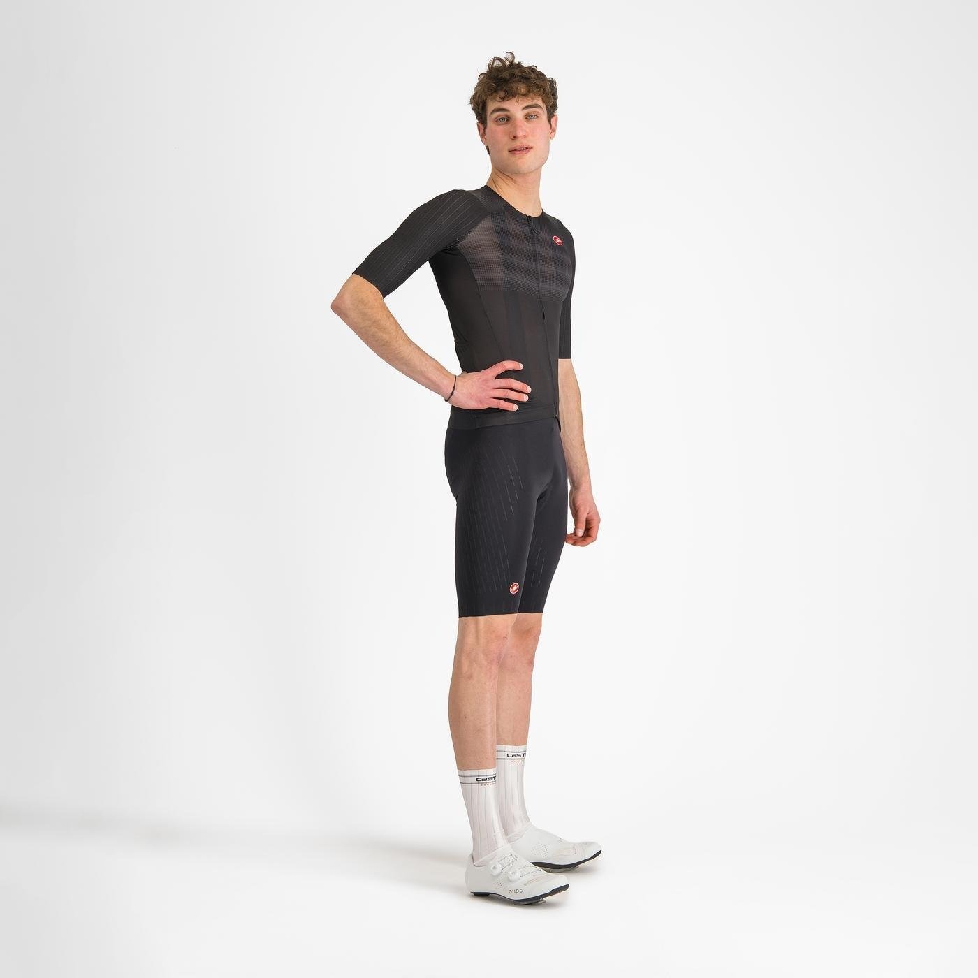 Castelli - pantaloni ciclism scurti cu bretele - Free Aero Race S Bibshort - alb
