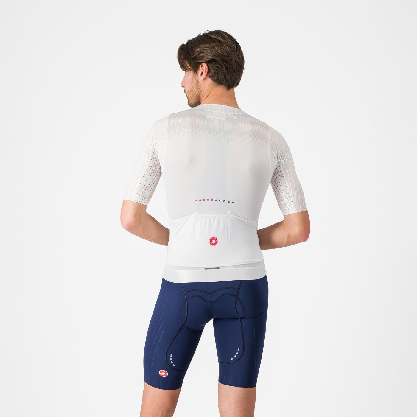 Castelli - pantaloni ciclism scurti cu bretele - Free Aero Race S Bibshort - alb