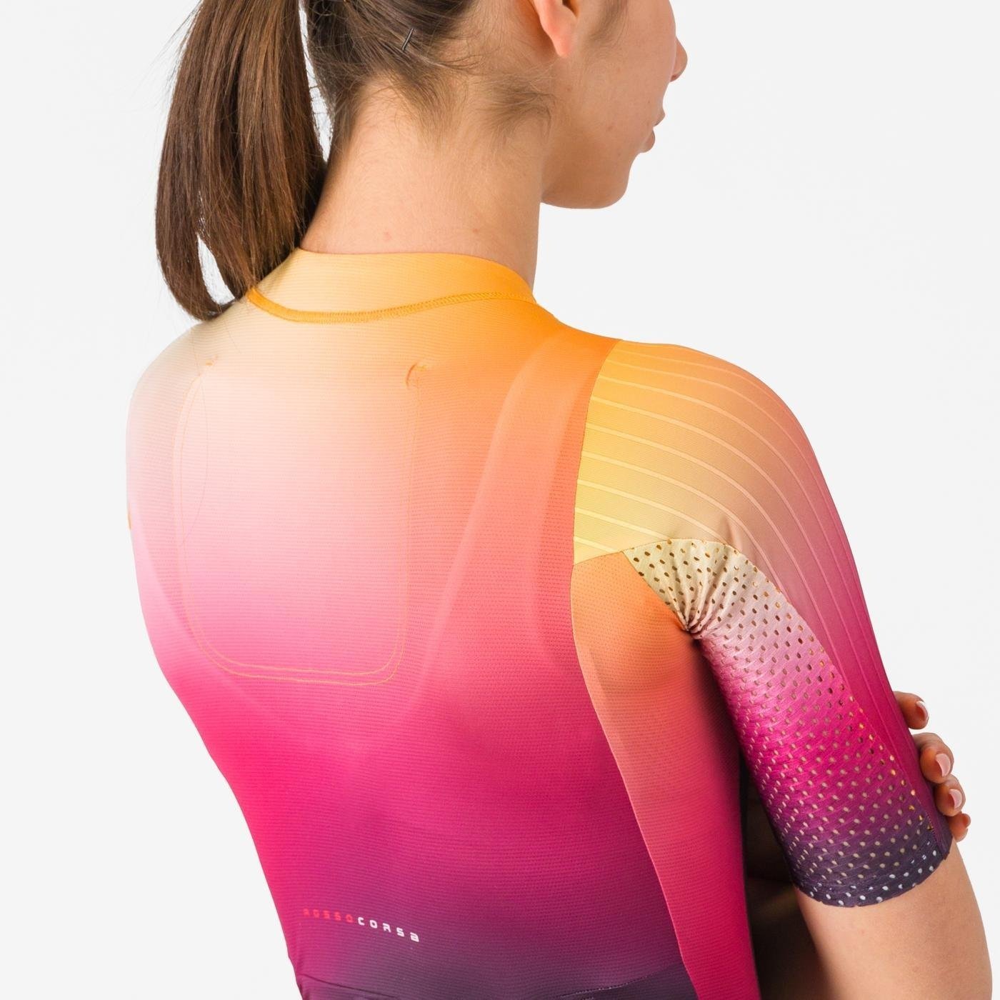 Castelli - costum triatlon cu maneca scurta - Free Sanremo 3 W Suit Short Sleeve - negru | portocaliu vivid