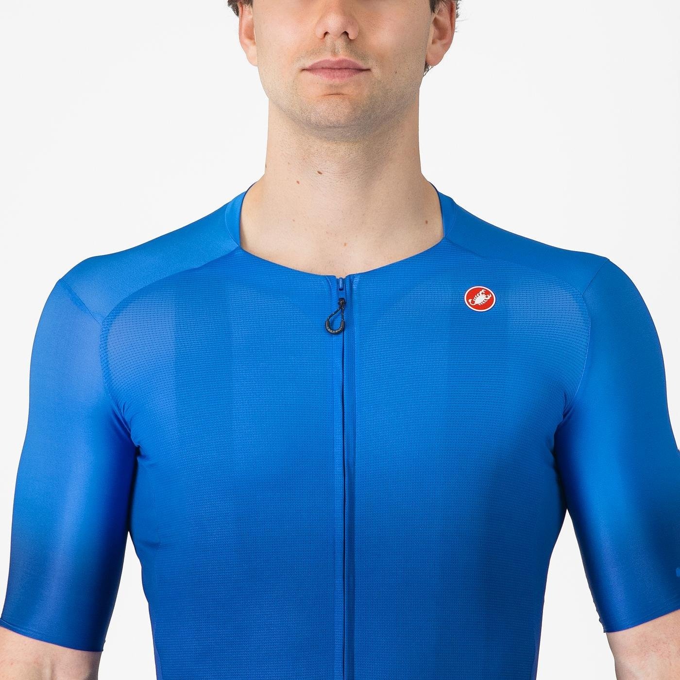 Castelli - tricou ciclism maneca scurta tailored fit cu protectie solara - Upf Jersey - 20-38 gr C - albastru azzurro
