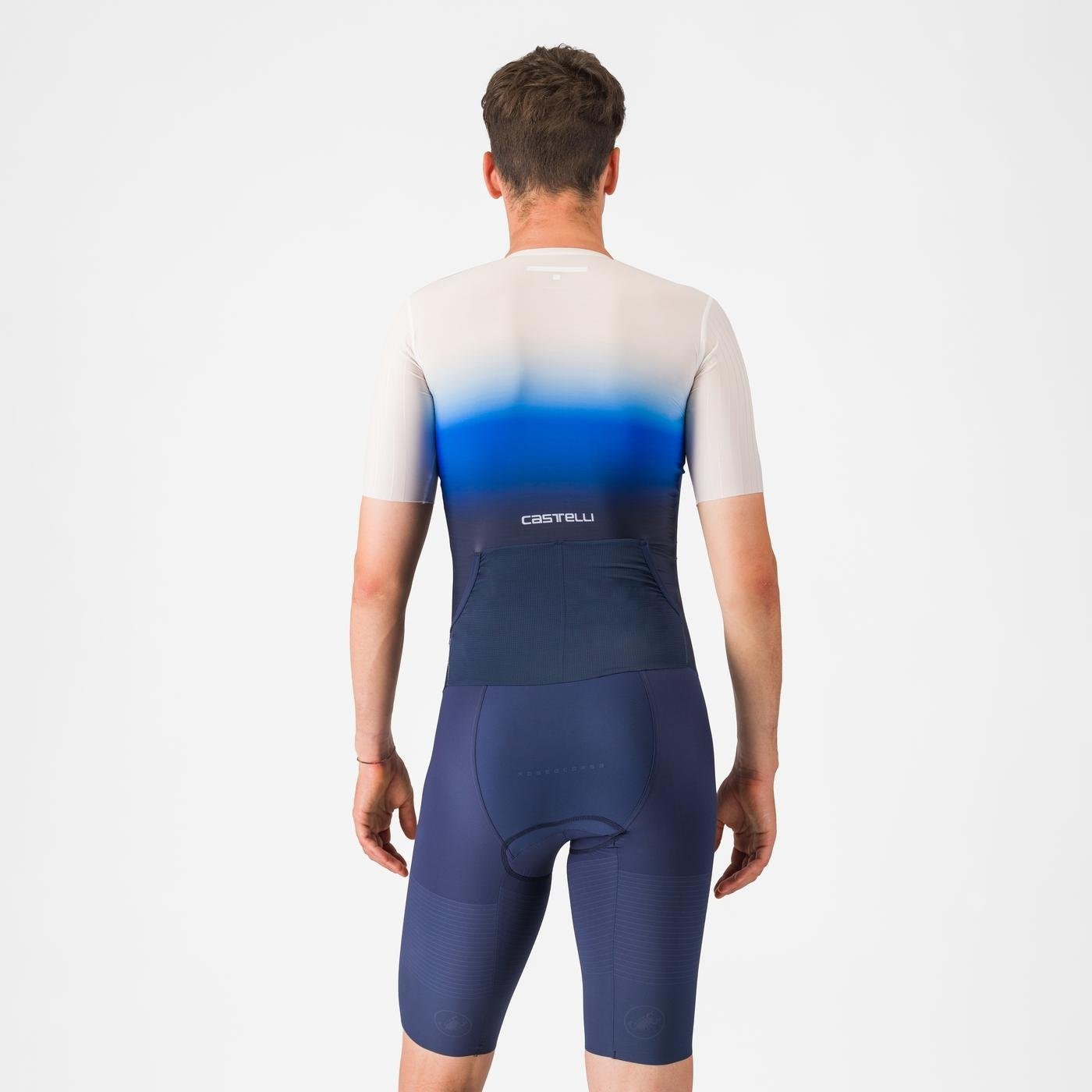 Castelli - costum triatlon cu maneca scurta - Pr 2 Speed Suit - albastru | alb