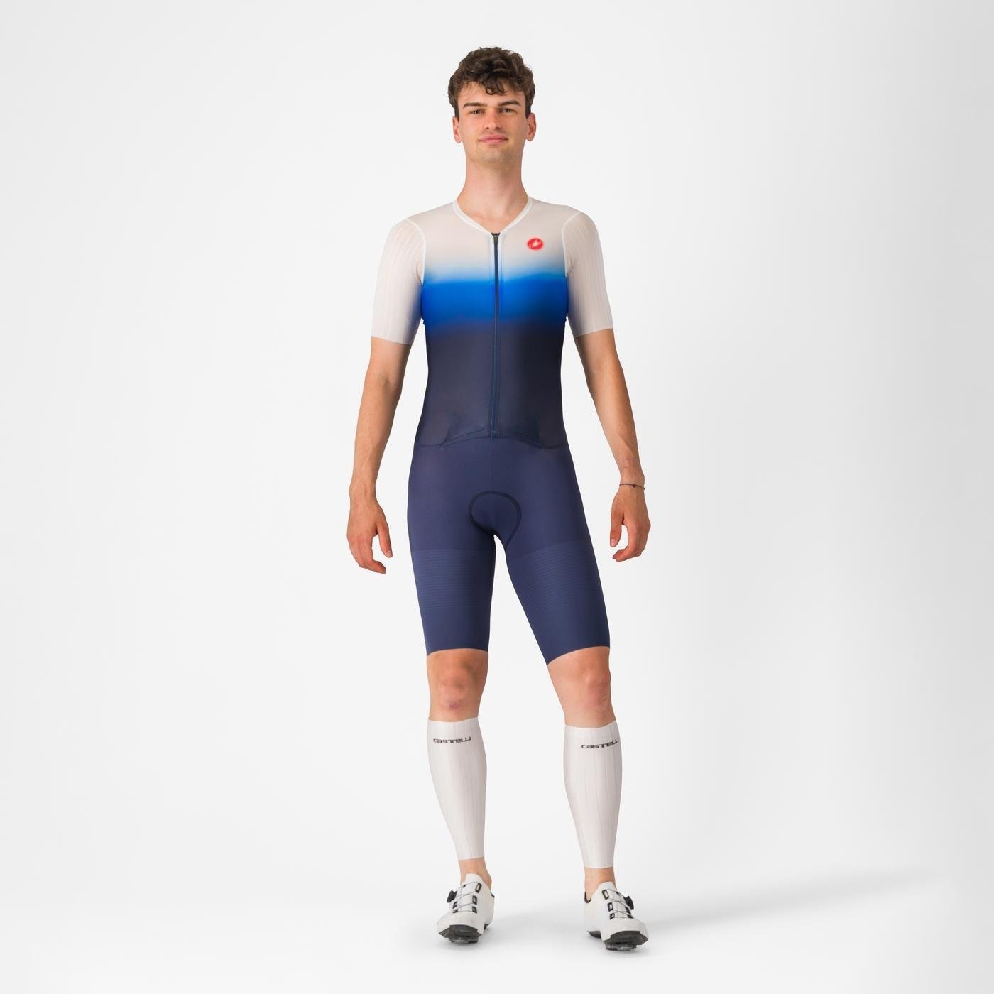Castelli - costum triatlon cu maneca scurta - Pr 2 Speed Suit - albastru | alb