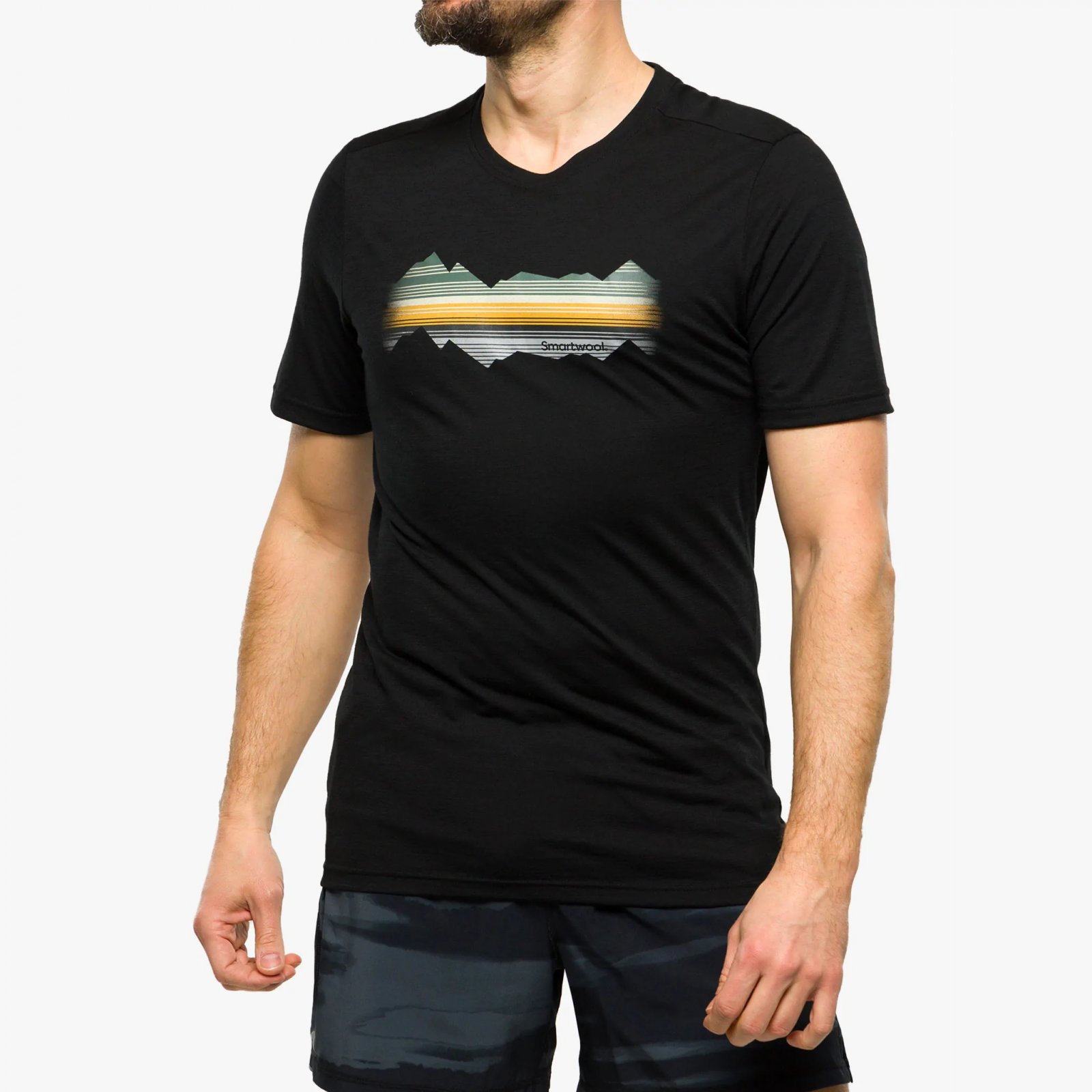 Smartwool - tricou sport unisex maneca scurta Mountain Horizon Graphic Short Sleeve Tee - negru