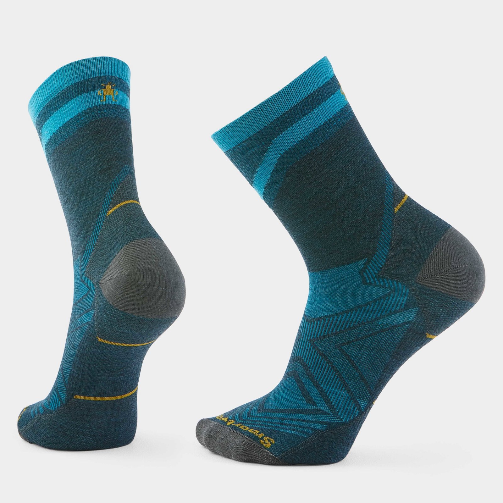 Smartwool - sosete merino - Run Zero Cushion Mid Crew Pattern Socks - albastru
