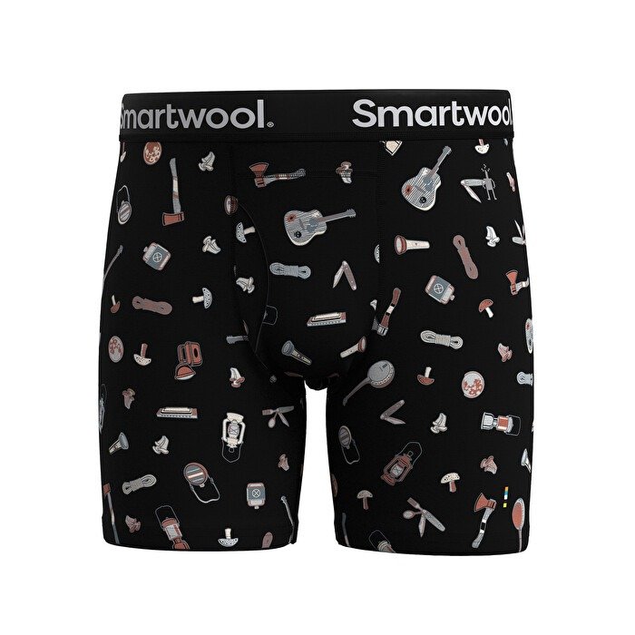 Smartwool - boxer merino - Merino Print Boxer Brief Boxed - Negru