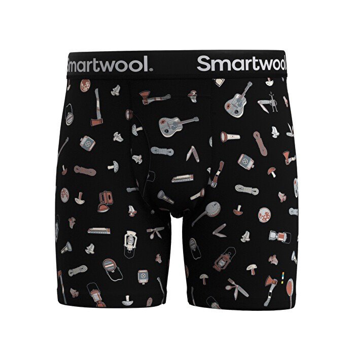 Smartwool - boxer merino - Merino Print Boxer Brief Boxed - Negru