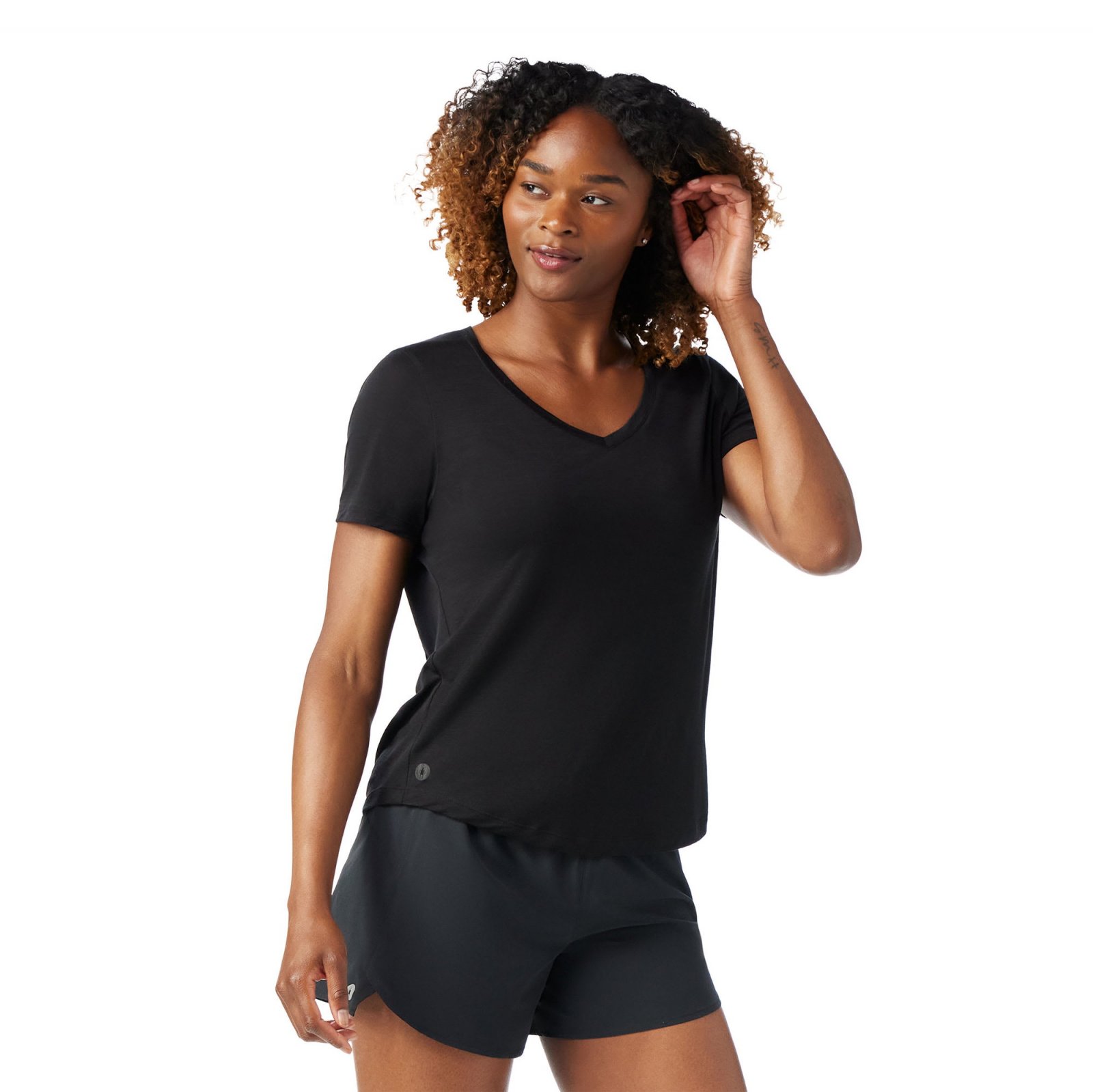 Smartwool - tricou merino - Active Ultralite V-Neck Short Sleeve W - Negru