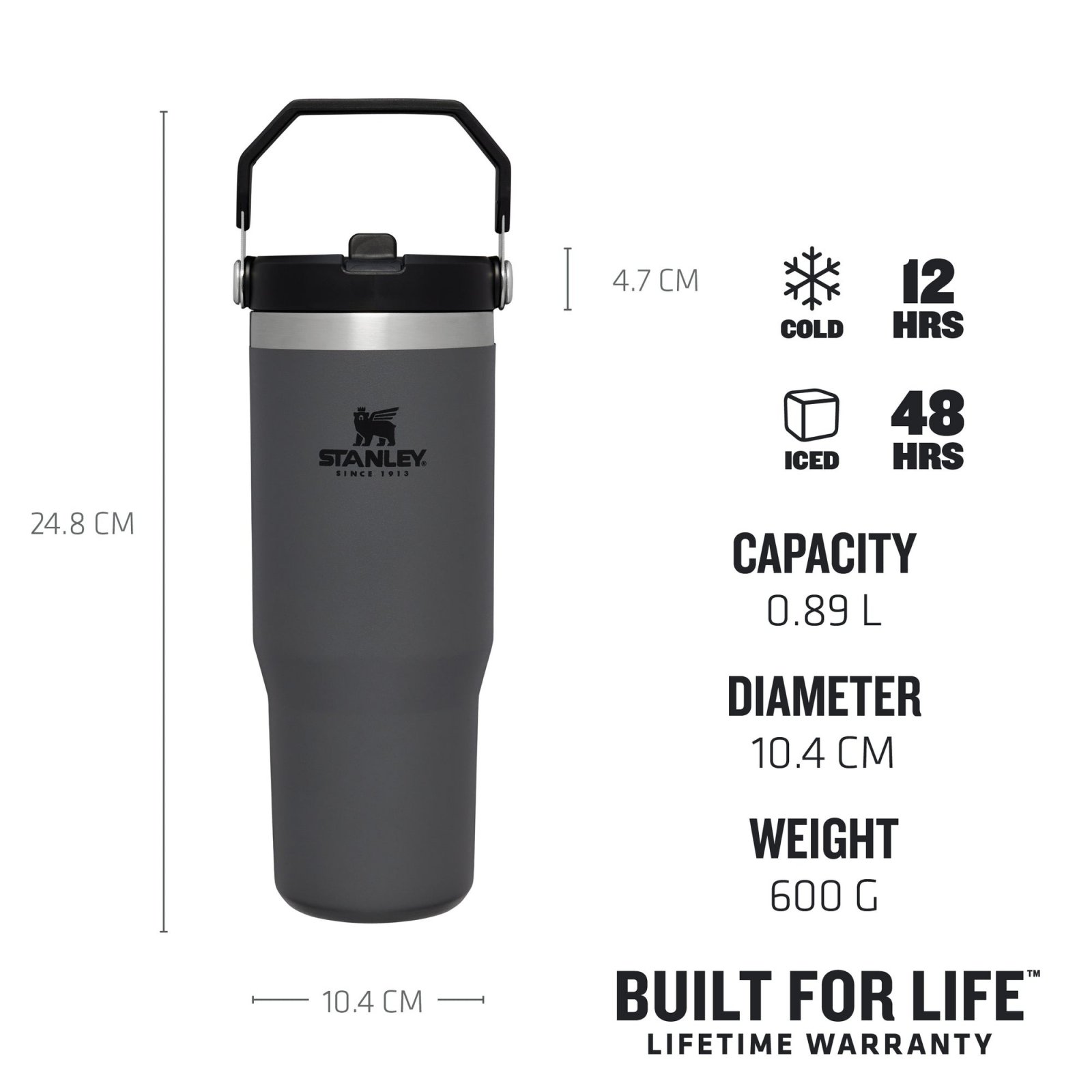 Stanley - termos tip sticla cu pai - Iceflow Flip Straw Tumbler - Plum - 890 ml