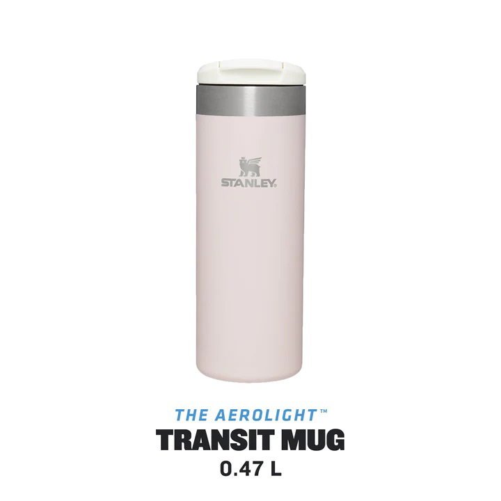 Stanley - termos mic calatorie The Aerolight Transit Mug - roz deschis cuart - 470 ml