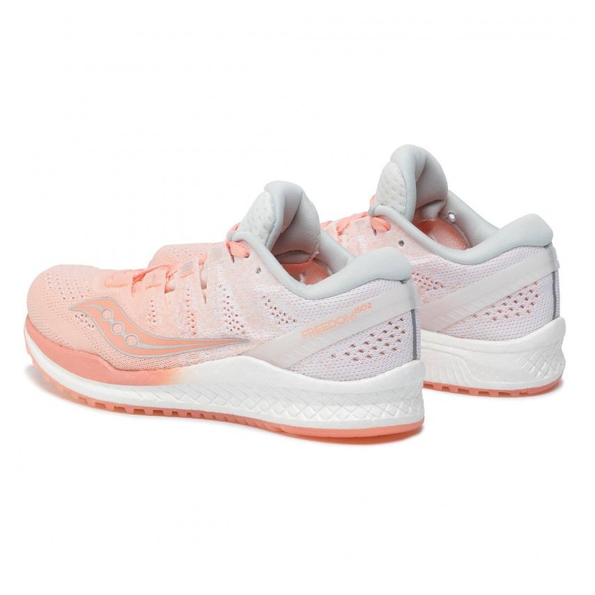 Saucony - pantofi alergare pentru femei Freedom Iso 2 - alb portocaliu deschis piersica