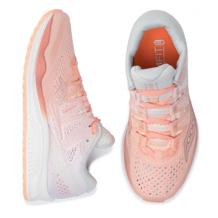 Saucony - pantofi alergare pentru femei Freedom Iso 2 - alb portocaliu deschis piersica